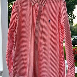 Men’s orange stripe button down